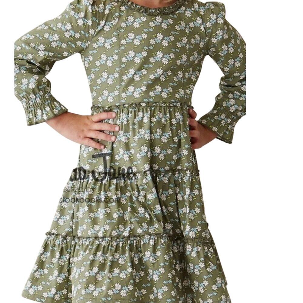 Matilda Jane Secret Fields JE Stately Poplar Green Floral Dress Size 4 Cottage